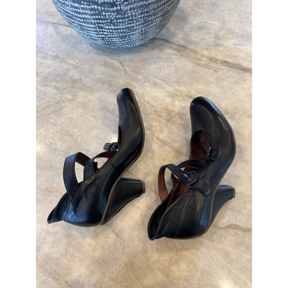 Chocolate Negro Portugal Pumps Black Leather Vintage Strap Maryjane 5.5 Coquette - Picture 8 of 16